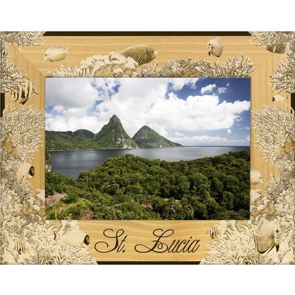 St. Lucia Laser Engraved Wood Picture Frame Landscape (5 x 7)