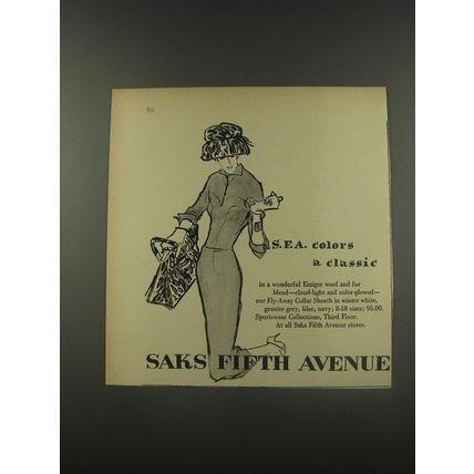 1956 Saks Fifth Avenue Sportswear Ad - S.F.A. Colors a Classic