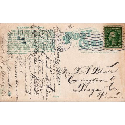 ZAYIX Postcard Great Lakes Steamer PUT-IN-BAY Ashley & Dustin Steamer Line c1912