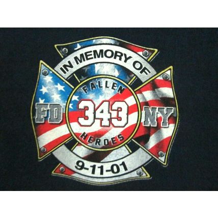 Vintage FDNY 343 9/11 Tee-Shirt, Size Youth Large, 100% Heavy Cotton Made in USA