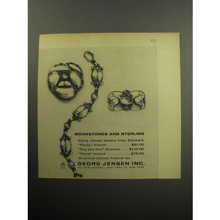 1957 Georg Jensen Jewelry Advertisement - Moonstones and Sterling