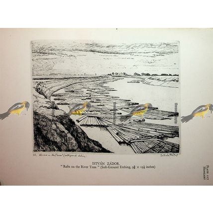 Rafts On The River Tisza & The Balcony, Book Illustration (Print), 1930