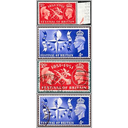 KGVI SG513-514 1951 Festival of Britain Stamp Sets Mint & Used hrd2a