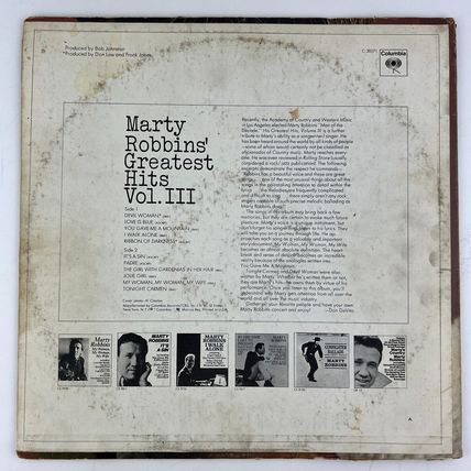 Marty Robbins' Greatest Hits Vol. III Vinyl LP Record Album C-30571