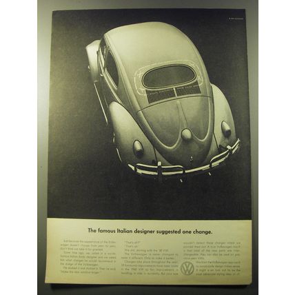 1960 Volkswagen Bug Ad - The famous Italian designer suggested one change