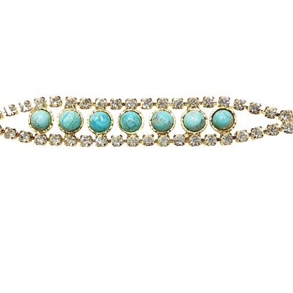 53636 - Diamond Imitation Gold Plated Bracelet with NATURAL Turquoise 16.5 cm