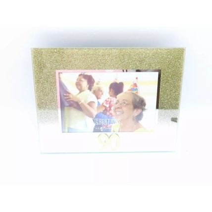 90th Birthday Photo Frame 14 CM Golden Glitter Home Decor Picture Freestanding