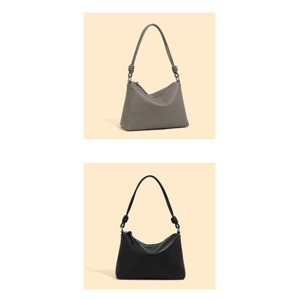 Genuine Leather Women Shoulder Handbag Ladies Crossbody Purse Grey
