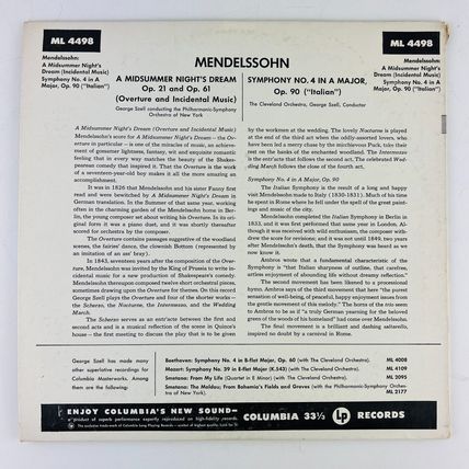 Mendelssohn Midsummer Nights Dream Symphony No 4 In A Major Op 90 Italian Vinyl
