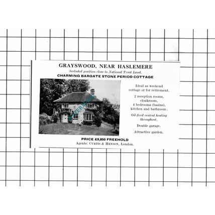 Grayswood Surrey SMALL House Sale Advert - 1967 Clipping