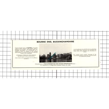 Bourne End Buckinghamshire House Sale Advert - 1967 Clipping