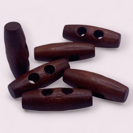 30mm Wooden Brown Toggle Buttons Sewing 2 Hole Craft Scrapbook Coat Duffle