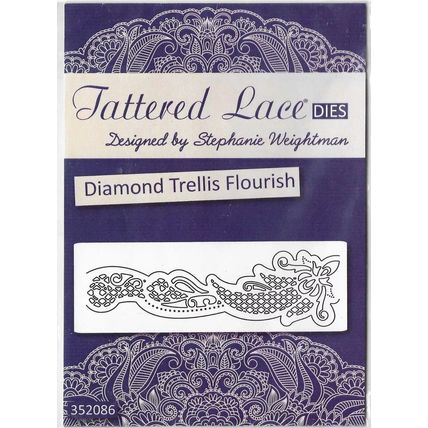 Tattered Lace. Diamond Trellis Flourish Die. Die Cutting Cardmaking Scrapbooking