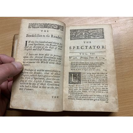 RARE* 1717 "THE SPECTATOR" VOL 8 #556-635 ADDISON STEELE ANTIQUE BOOK (P3)