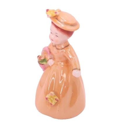 Ornamental Bell Girl in a Orange Dress Carrying Flowers 10 CM Figurine/Ornament