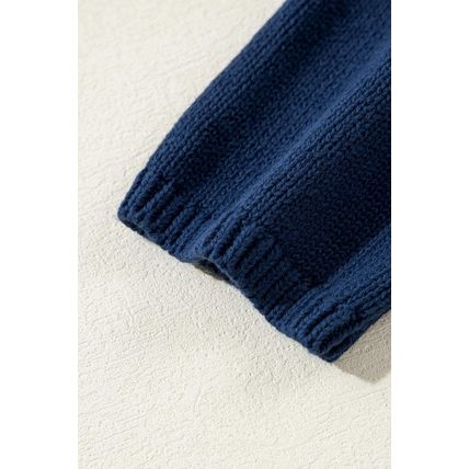 Sail Blue Star Pattern Drop Shoulder Knitted Sweater