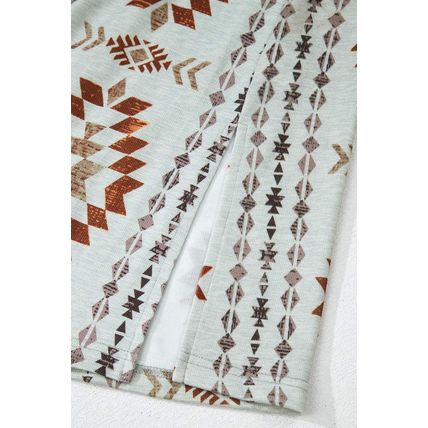 Brown Western Aztec Printed Open Front Long Cardigan