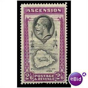 Ascension 1934 2/- 6d Black & Bright Purple Mounted Mint MM SG 29 Sc 31