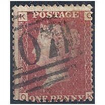 1858 SG43 1d Red Plate 94 Good/Fine Used "OK".