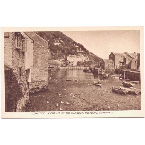 cornwall postcard polperro low tide dixon.scott unposted