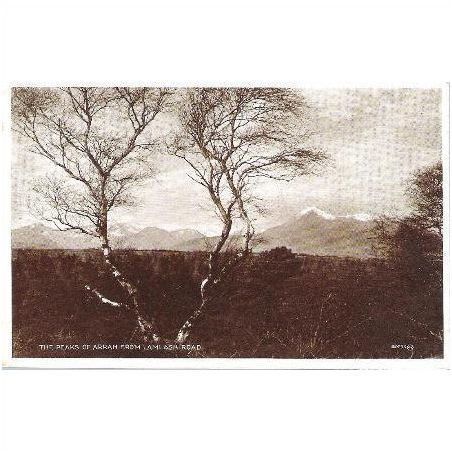 Isle of Arran - peaks from Lamlash Road - local postcard 1932 Brodick pmk