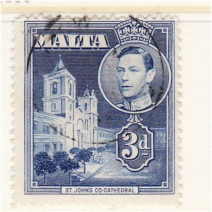 MALTA 1943 SG 223a 3d BLUE FINE USED #1