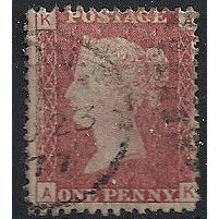 1858 SG43 1d Red Plate 171 Fine Used Check Letters "AK".