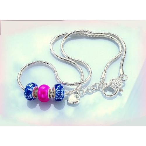 Silver Plated Snake Chain Lobster Clasp Necklace European Beads Jewellery 2220