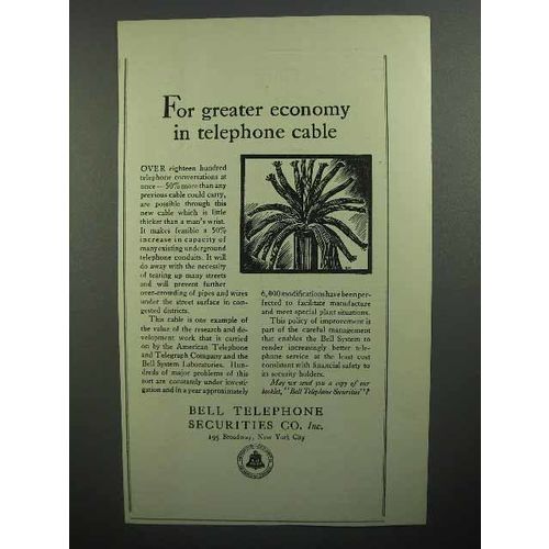 1930 Bell Telephone Ad - Greater Economy in Cable