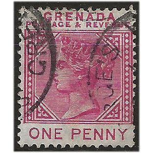 Grenada 1887 SG40 1d Carmine Wmk Crown CA Good/Fine Used . ..