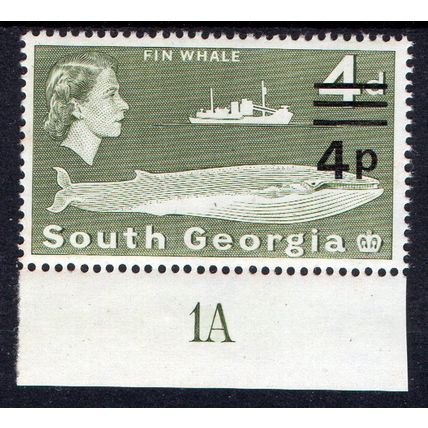 South Georgia Sg59 4p on 4d Bronze-Green wmk 14 1A mint never hinged (SGA3)