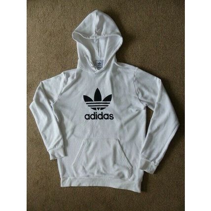 Adidas Originals Trefoil Hoodie Mens Size Medium White Pullover fleece cotton