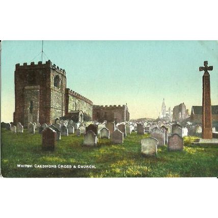 Yorkshire WHITBY Caedmons Cross & Church Postcard (JTR 51083)