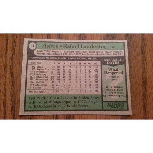 1979 Topps Card # 014 Rafael Landestoy Excellent-Mint (6) Houston Astros