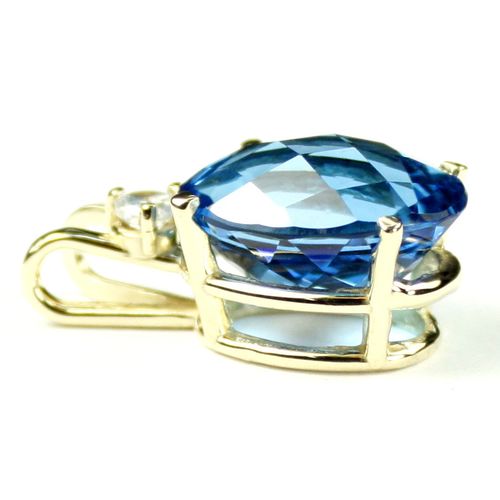 Swiss Blue Topaz, 14KY Gold Pendant, P019