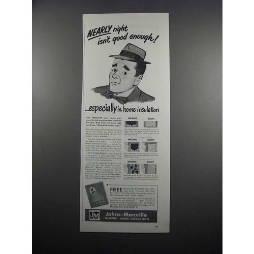 1950 Johns-Manville Rock Wool Insulation Ad - Nearly