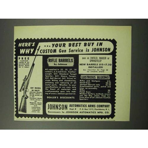 1950 Johnson Automatics Arms Ad - Your Best Buy