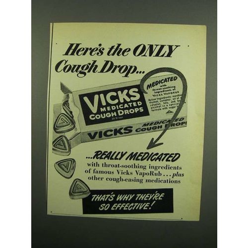 1950 Vicks Medicated Cough Drops Ad - Really Medicated
