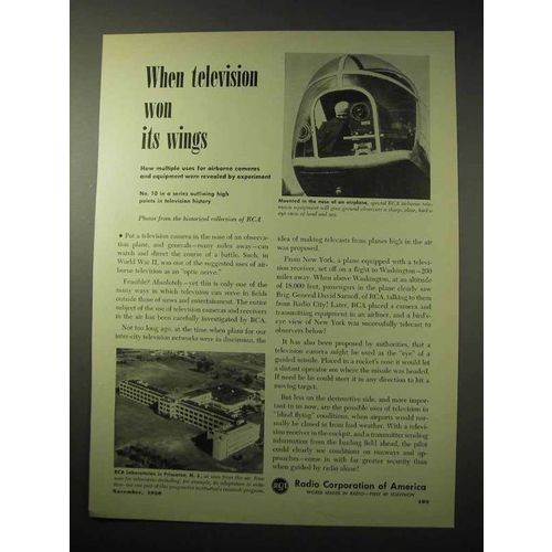 1950 RCA Airborne Cameras Ad - Television Won Wings