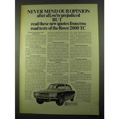 1969 Rover 2000 TC Car Ad - Never Mind Our Opinion