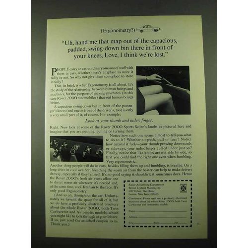 1969 Rover 2000 Sports Sedans Ad - Hand Me That Map