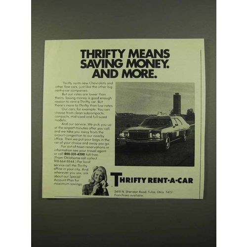 1975 Thrifty Rent-a-Car Ad - Saving Money and More