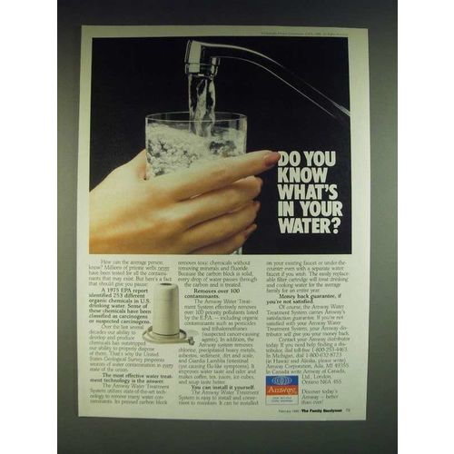 1985 Amway Water Treatment System Ad - Do you know what's in your water?