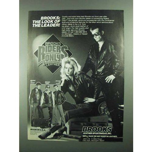 1985 Brooks Leather Ad - 711 Jacket, Chaps, 973 Jacket