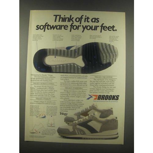 1985 Brooks Trilogy Shoe Ad - Software for Your Feet
