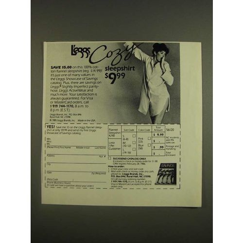 1985 L'eggs Flannel Sleepshirt Ad - Cozy