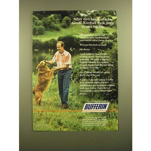 1988 Bufferin Medicine Ad - After Two Heart Attacks, Geoff Kimball Took Steps