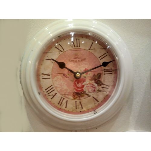 Wanduhr, Küchenuhr, Antik Optik Metall Durchmesser 20 cm, Motiv: Rose rechts