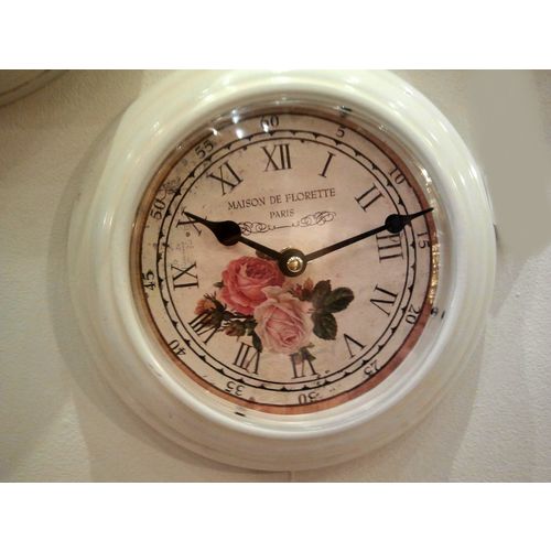 Wanduhr,Wohnzimmeruhr, Antik Optik Metall Durchmesser 20 cm, Motiv: Rose links