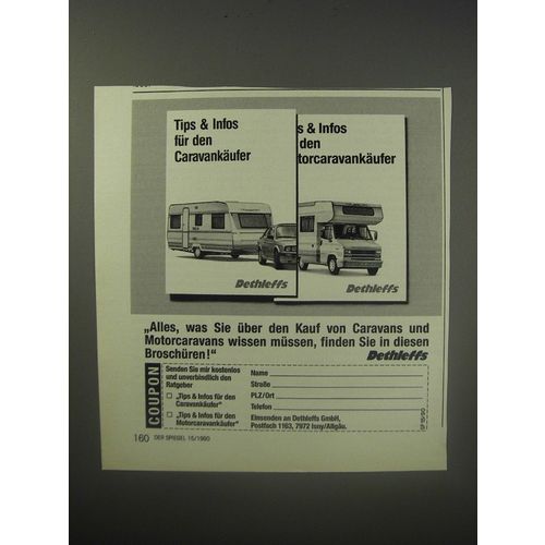1990 Dethleffs Caravans and Motorcaravans Ad (in German) - Tips & Infos fur den